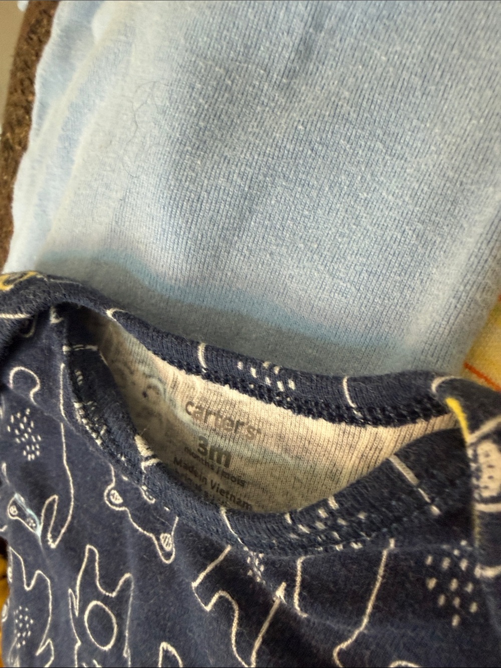 Under Armour Blue & Navy Bear Print Long Sleeve Baby Bodysuits - Picture 4 of 6